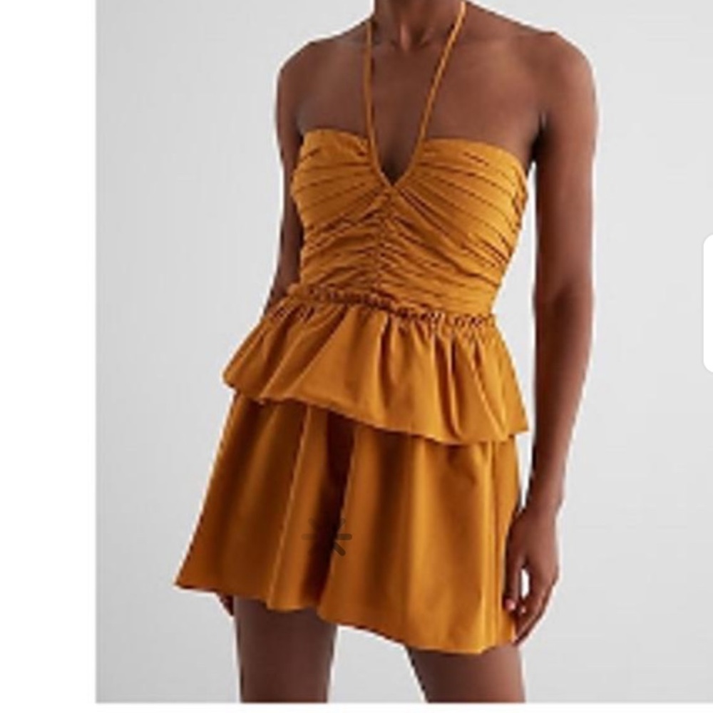 Orange Halter Neck Romper